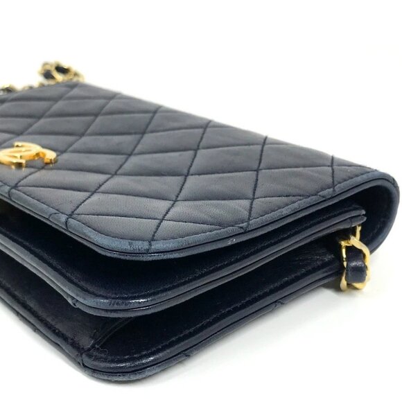 CHANEL CC Matelasse/Shoulder Chain Shoulder Bag Lambskin Leather Navy - Picture 4 of 16